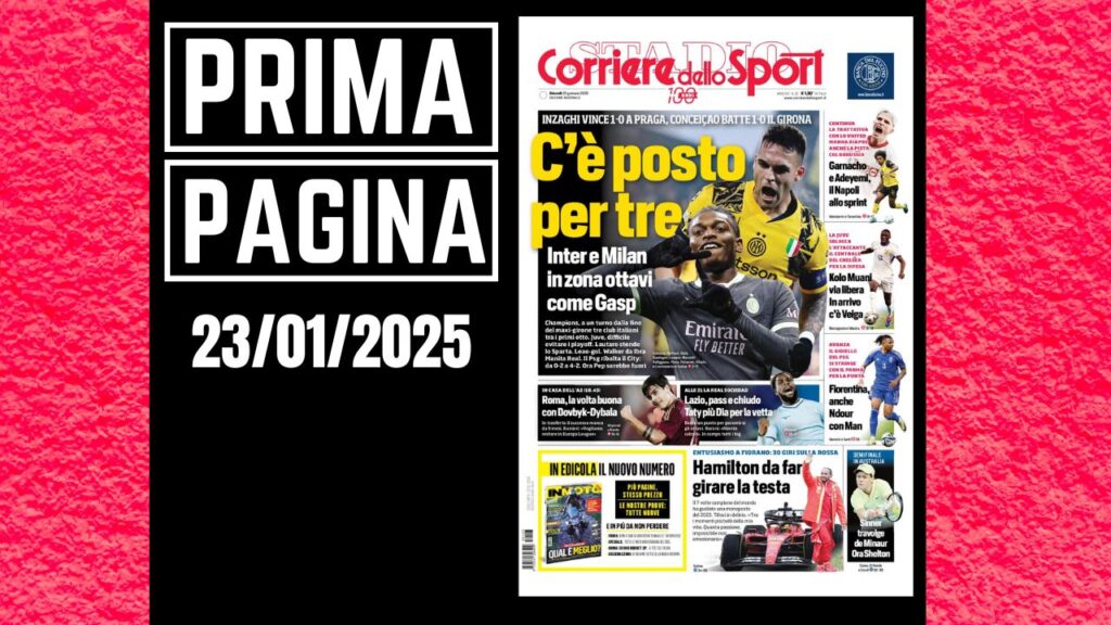 Prima Pagina Corriere dello Sport 23 gennaio