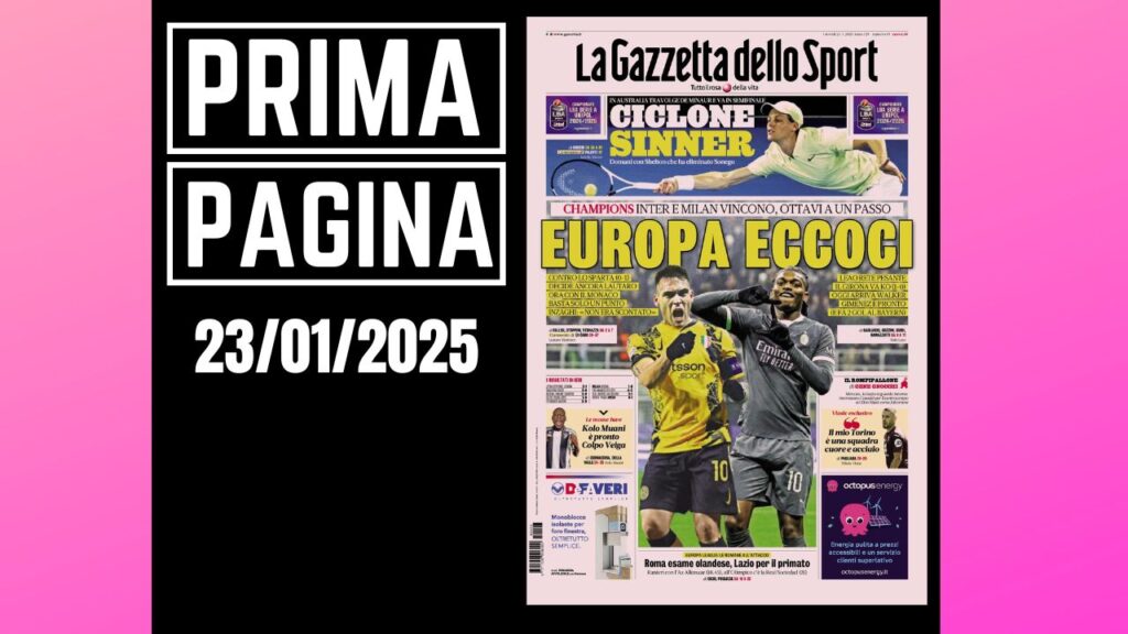 Prima Pagina Gazzetta dello Sport 23 gennaio