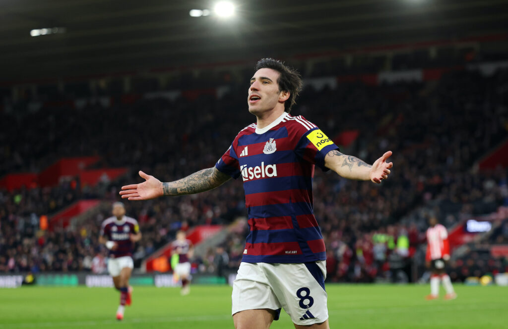 esultanza gol Sandro Tonali Southampton-Newcastle 1-3 Premier League 2024-2025
