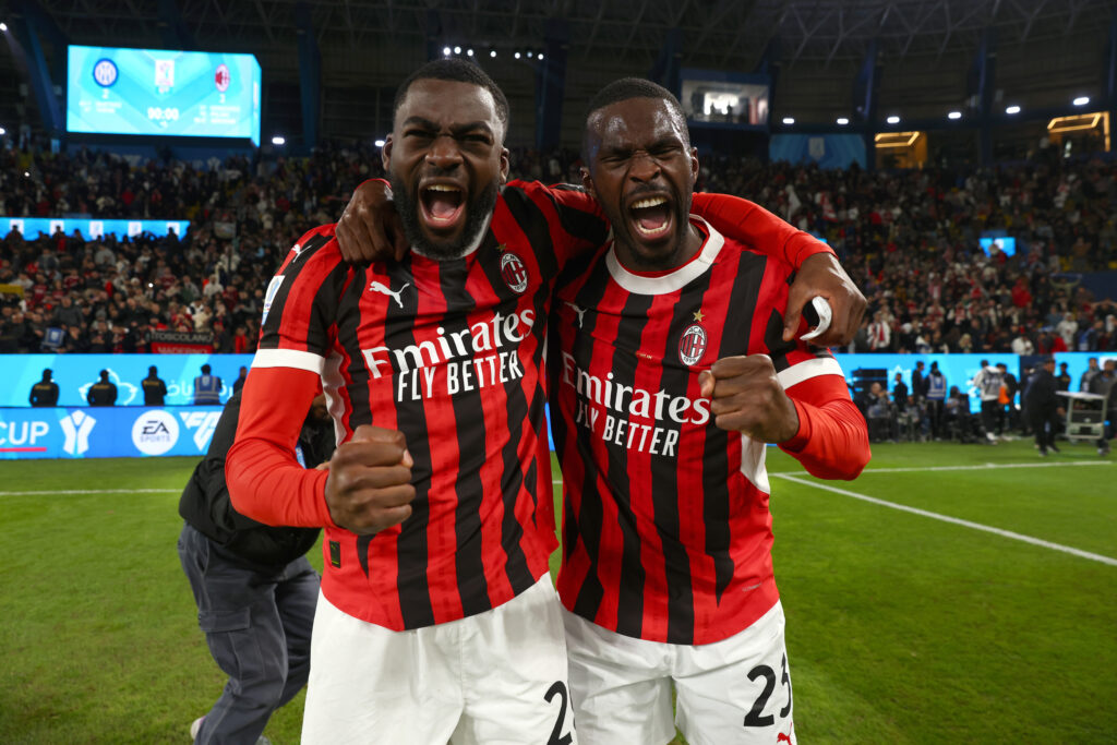 Fofana Tomori Festeggiamenti derby Inter-Milan 2-3 Supercoppa italiana 2025