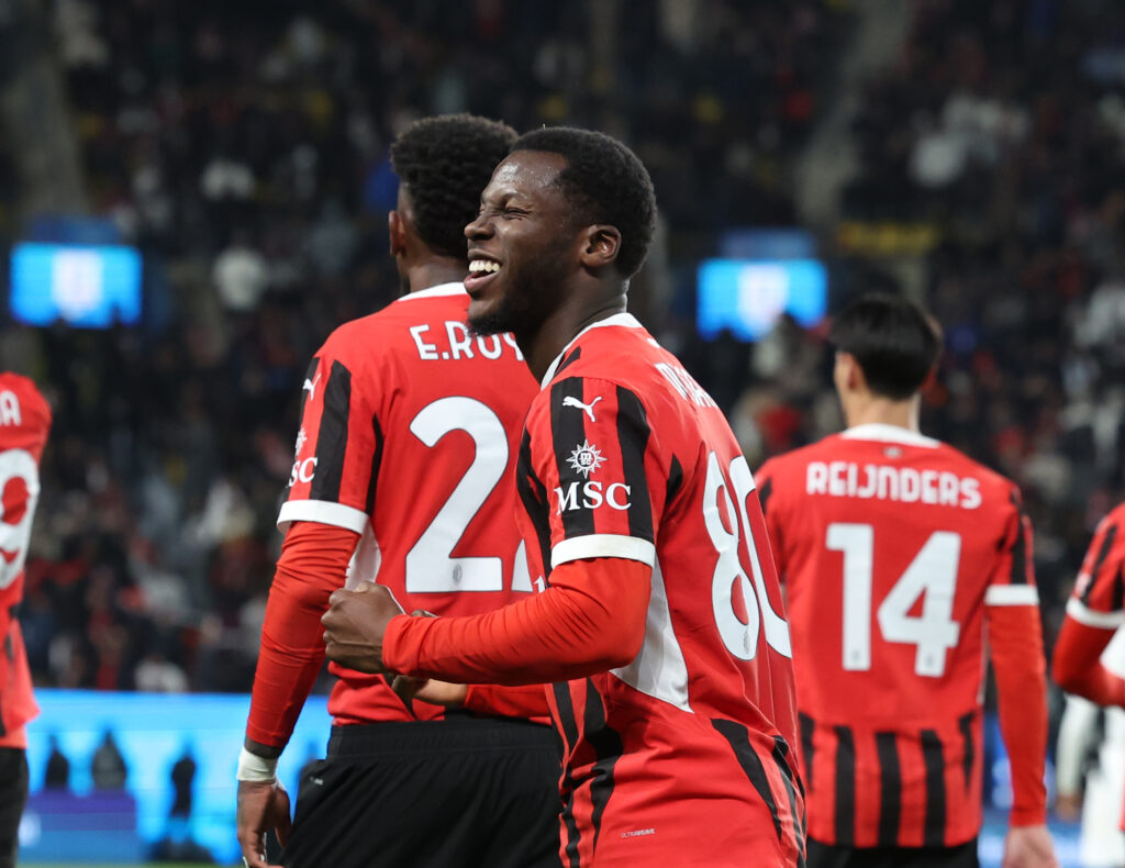 esultanza gol Yunus Musah AC Milan Juventus-Milan 1-2 Supercoppa Italiana