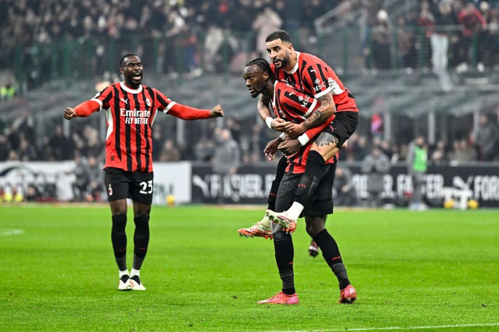 esultanza gol Tammy Abraham AC Milan Milan-Roma 3-1 Coppa Italia 2024-2025
