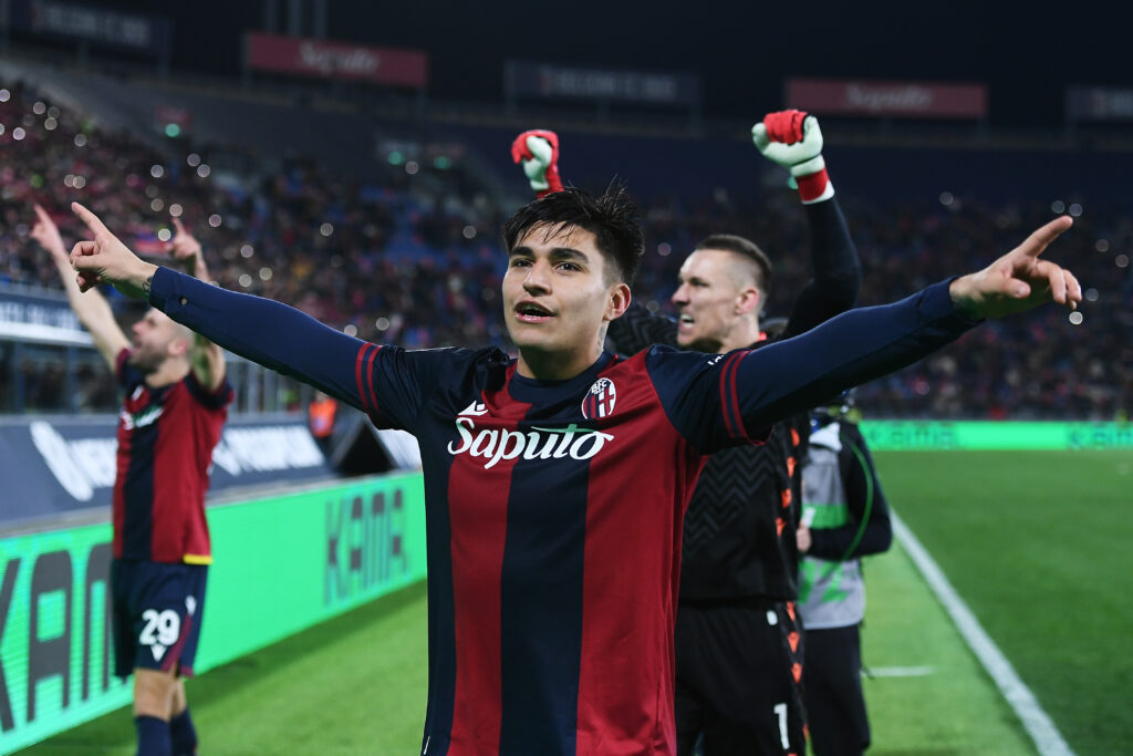esultanza gol Santiago Castro Bologna Bologna-Milan 2-1 Serie A 2024-2025