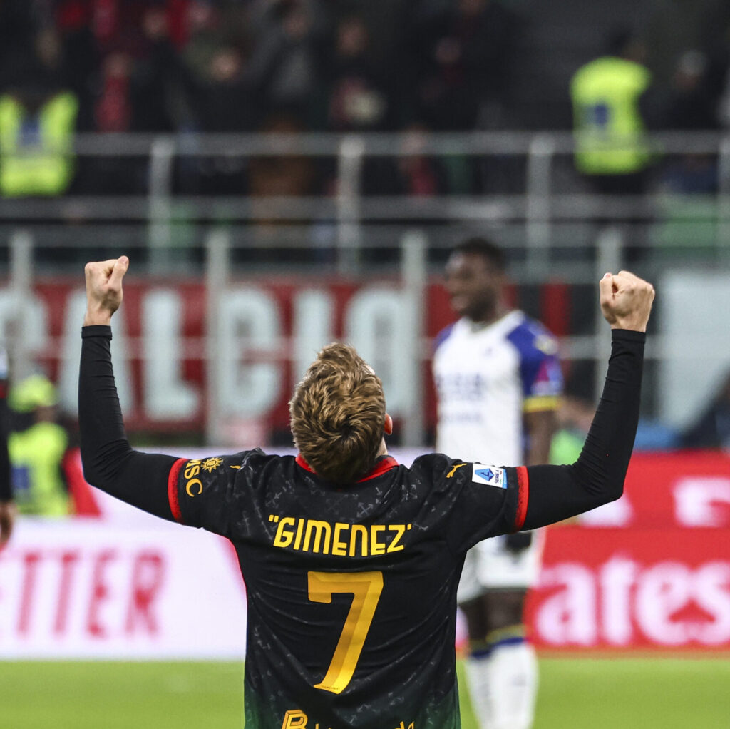 esultanza gol Santiago Giménez AC Milan Milan-Verona 1-0 Serie A 2024-2025