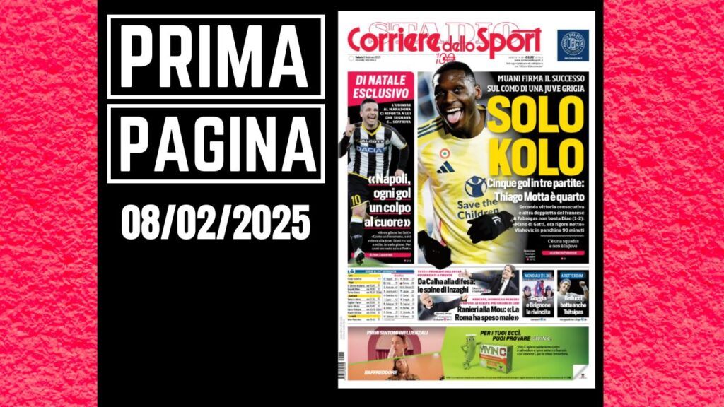 Prima pagina Corriere dello Sport: i problemi dell'Inter la vittoria della Juve