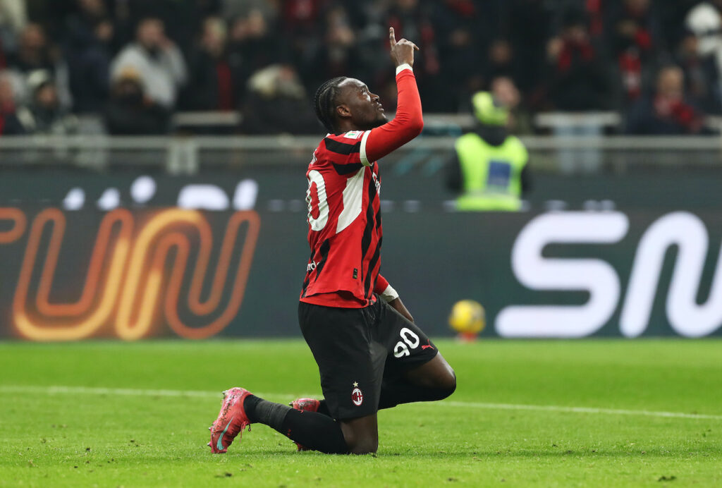esultanza gol Tammy Abraham AC Milan Milan-Roma 3-1 Coppa Italia 2024-2025
