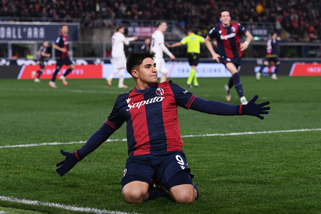 esultanza gol Santiago Castro Bologna Bologna-Milan 2-1 Serie A 2024-2025