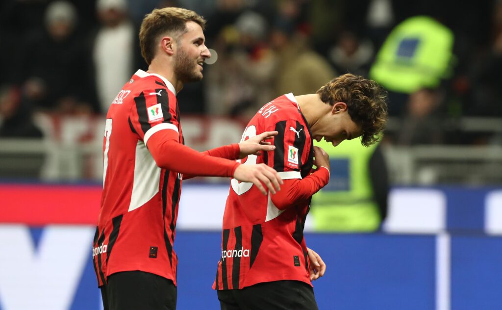 Giménez Joao Felix AC Milan Milan-Roma 3-1 Coppa Italia 2024-2025