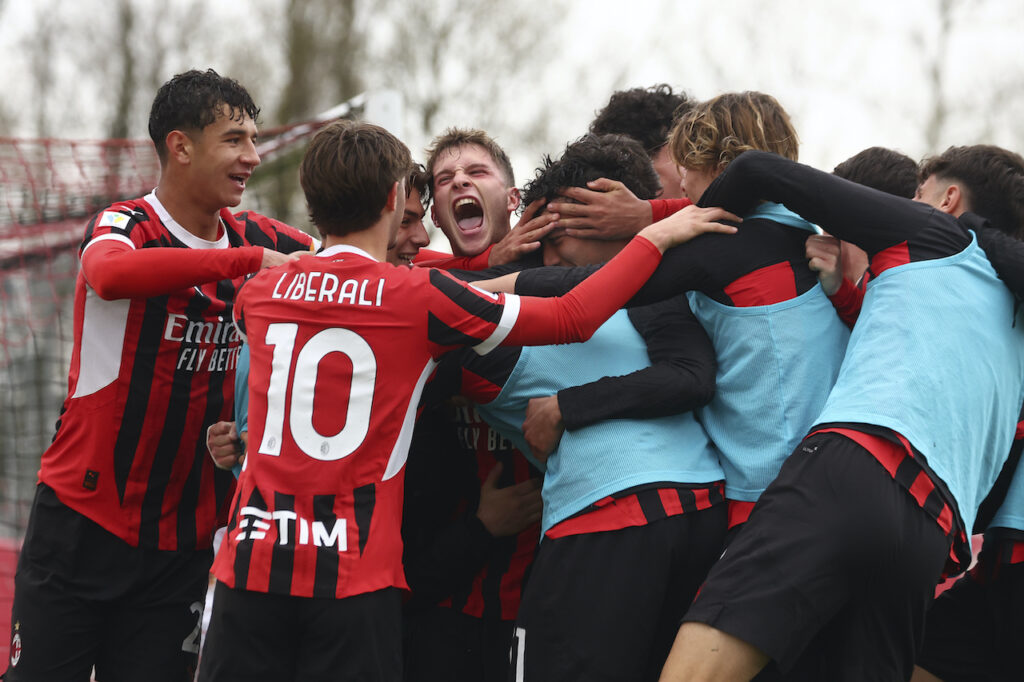 esultanza gol Filippo Scotti Milan-Lecce 1-0 Coppa Italia Primavera 2024-2025