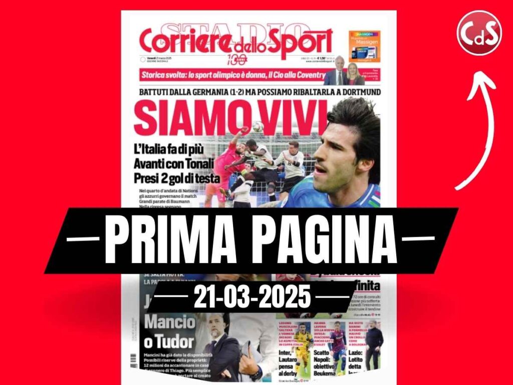 Prima pagina Corriere dello Sport: Lautaro Martinez pensa al derby contro il Milan