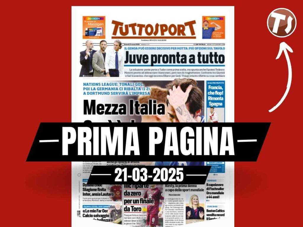 Prima pagina Tuttosport: Nations League, mezza Italia così è dura
