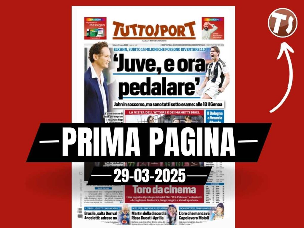 Prima pagina Tuttosport: Juventus e Bologna in campo per il quarto posto