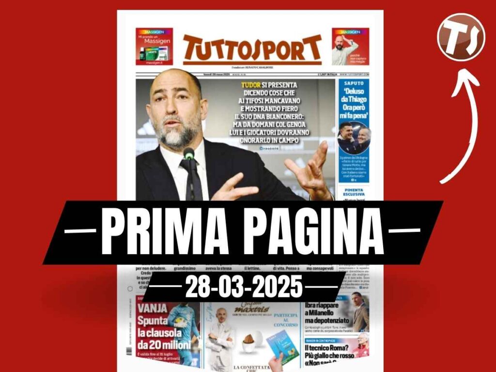 Prima pagina Tuttosport: Ibrahimovic riappare a Milanello, ma depotenziato