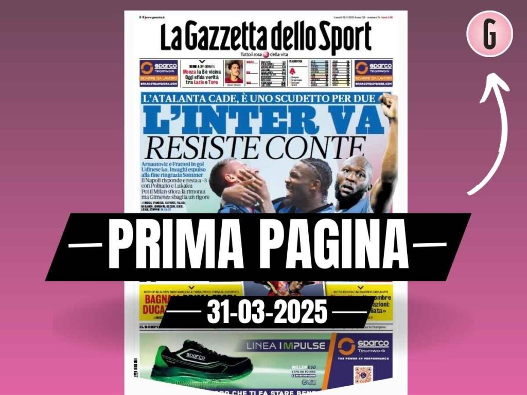Prima pagina Gazzetta dello Sport: "Milan, resta solo il derby"