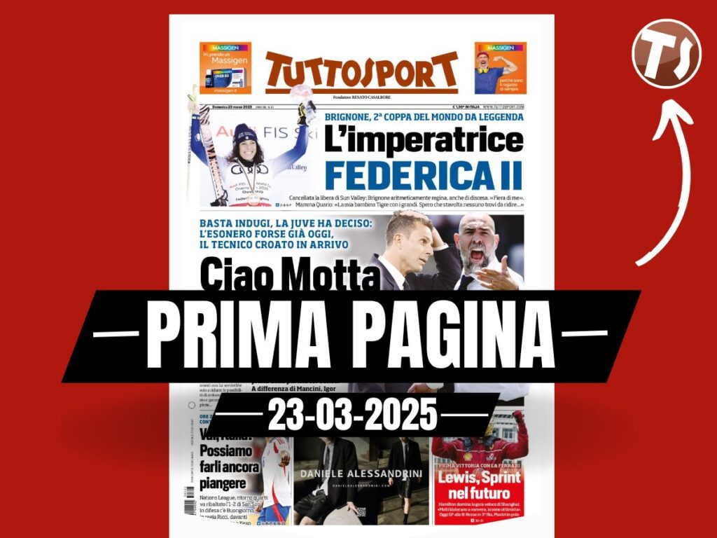 Prima pagina Tuttosport: "Juventus, ciao Motta e subito Tudor"