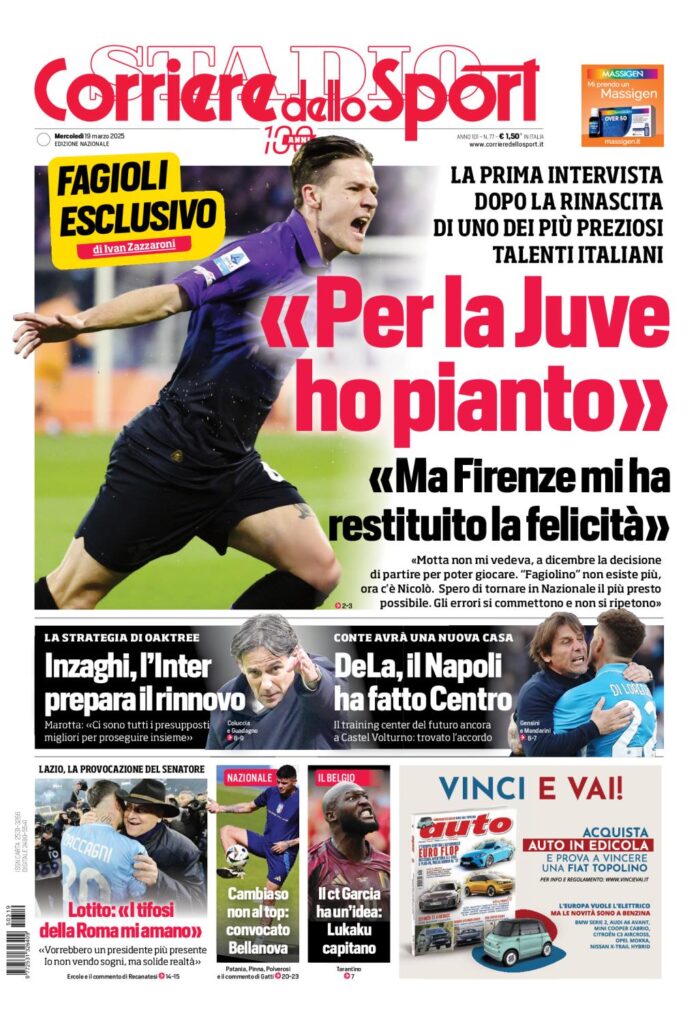 Prima pagina Corriere dello Sport 19 marzo 2025