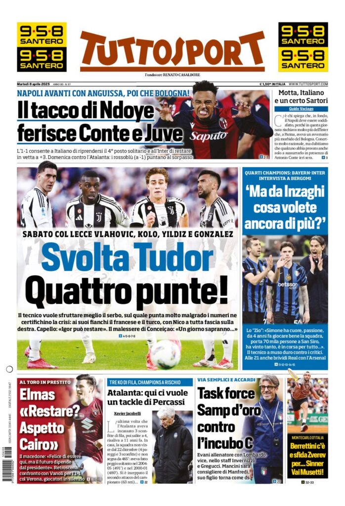 Prima Pagina Tuttosport 08-04-2025