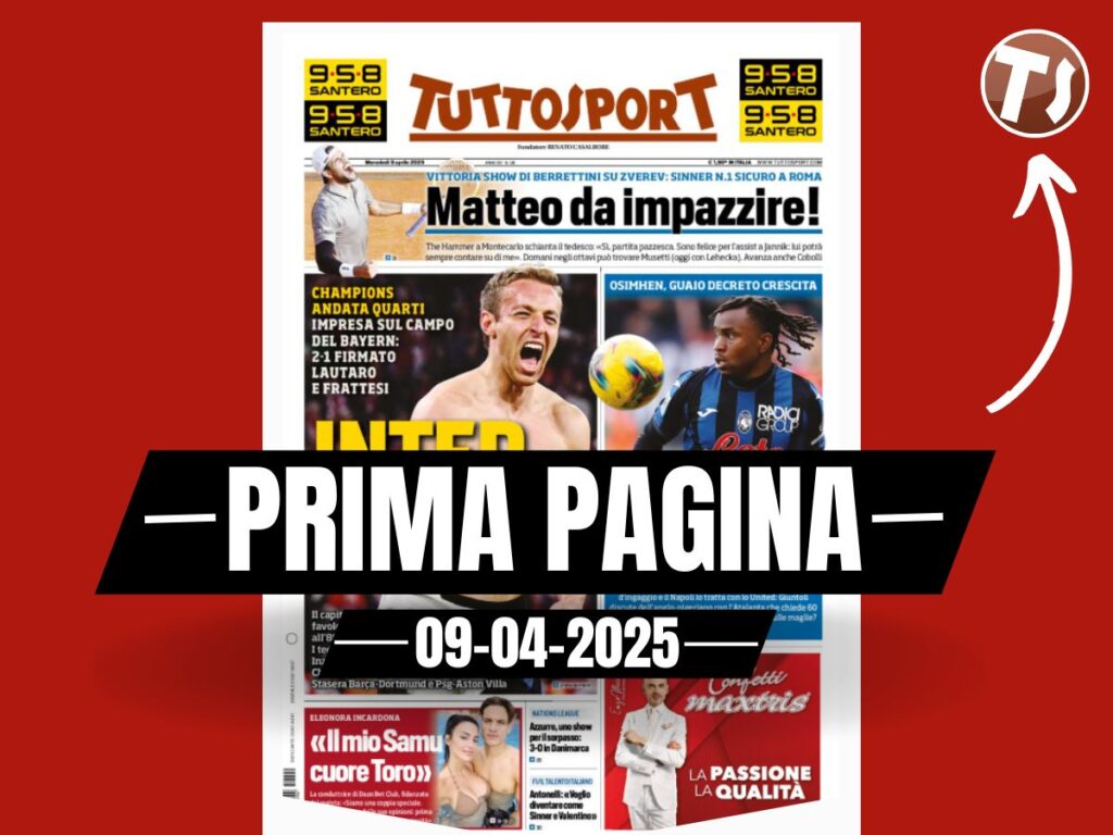 Prima pagina Tuttosport: tra Champions e calciomercato