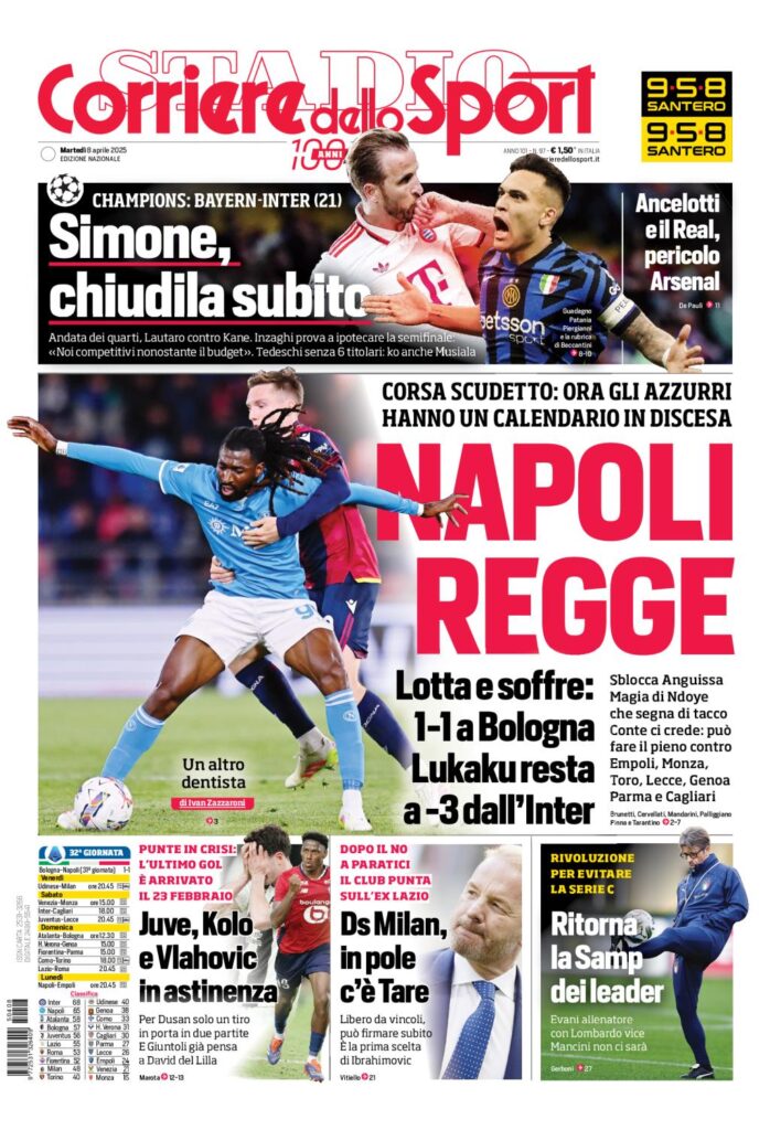 Prima Pagina Corriere dello Sport 08-04-2025
