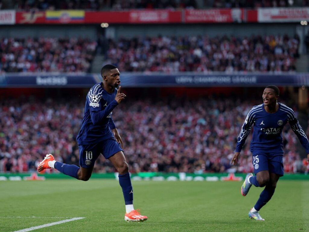 esultanza gol Ousmane Dembélé Arsenal-PSG 0-1 Champions League 2024-2025