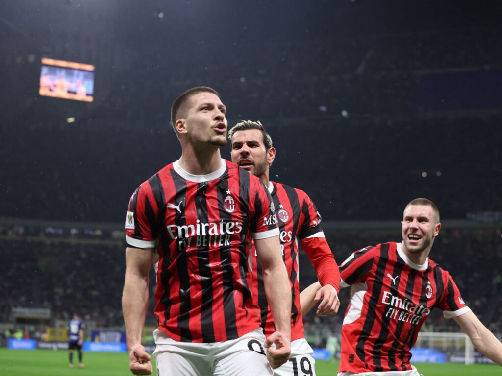 esultanza gol Luka Jovic AC Milan derby Inter-Milan 0-3 Coppa Italia 2024-2025