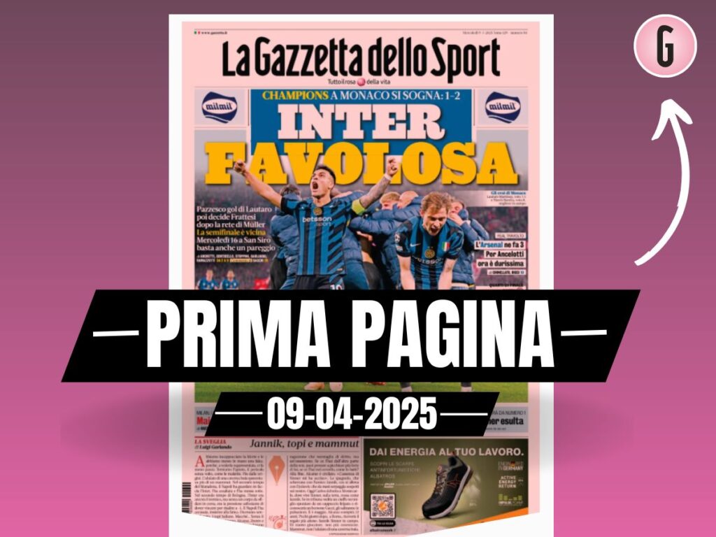 Prima pagina Gazzetta dello Sport: Milan, Maignan al bivio. Guaio Walker
