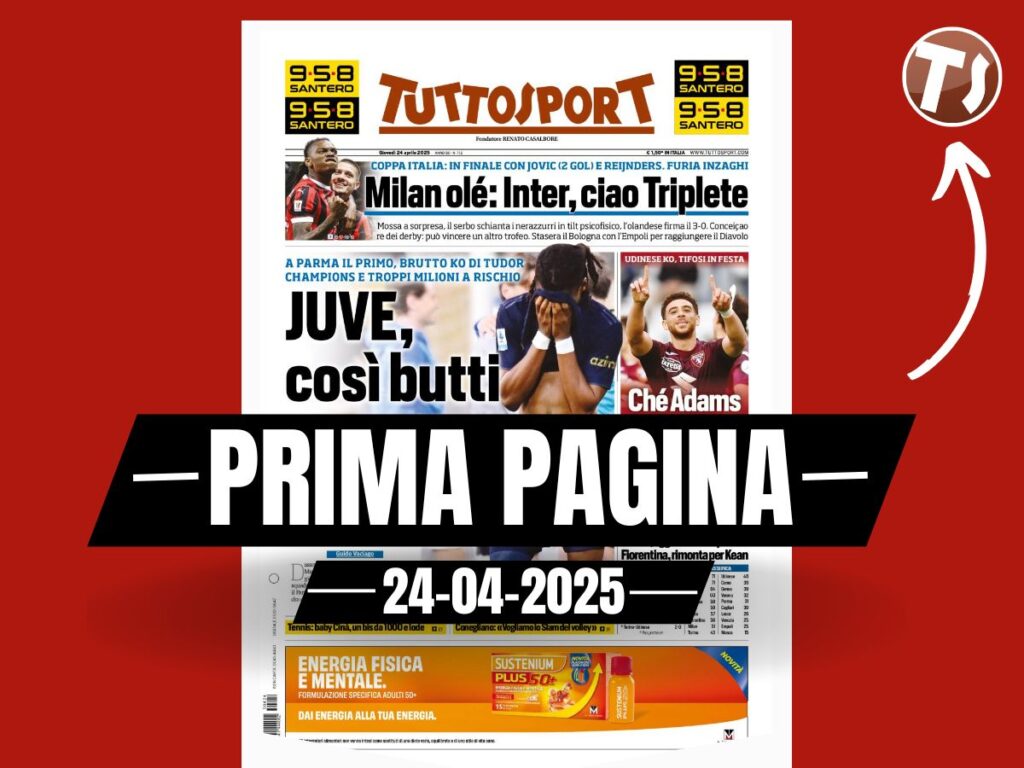 Prima pagina Tuttosport: "Milan olé: Inter, ciao Triplete"