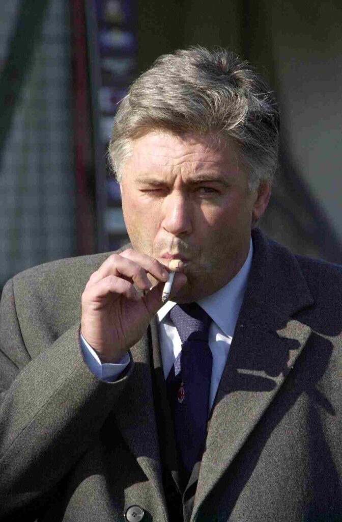 Carlo Ancelotti durante Venezia-Milan del 2002