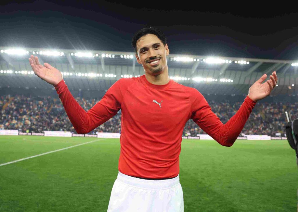 Tijjani Reijnders (centrocampista AC Milan), qui durante Udinese-Milan 0-4 (Serie A 2024-2025)