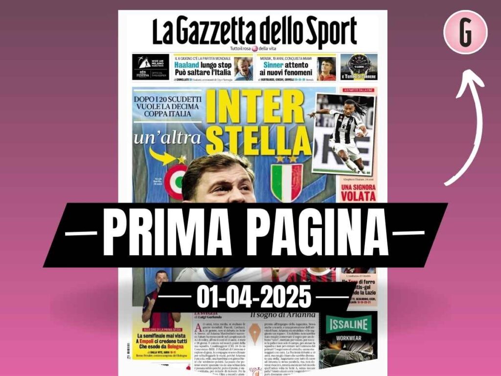 Prima pagina Gazzetta dello Sport: "Derby salva Milan"