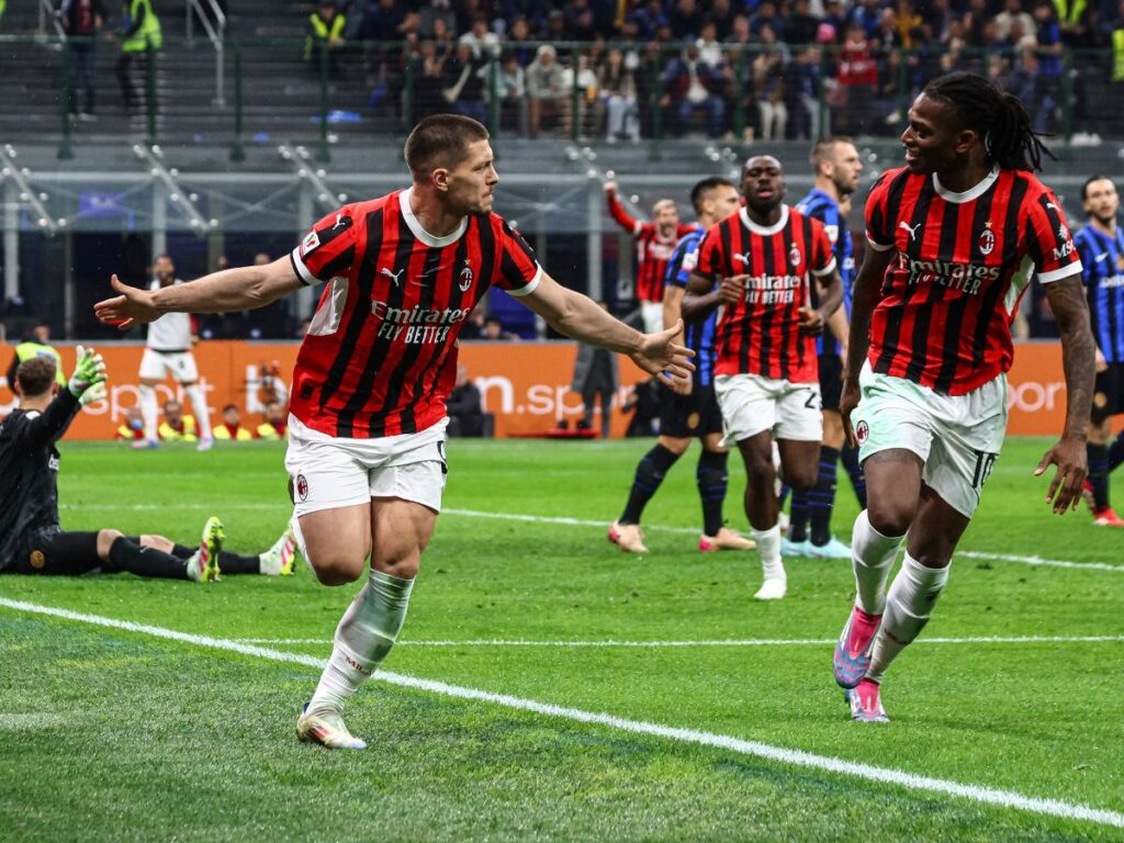 esultanza gol Luka Jovic AC Milan derby Inter-Milan 0-3 Coppa Italia 2024-2025