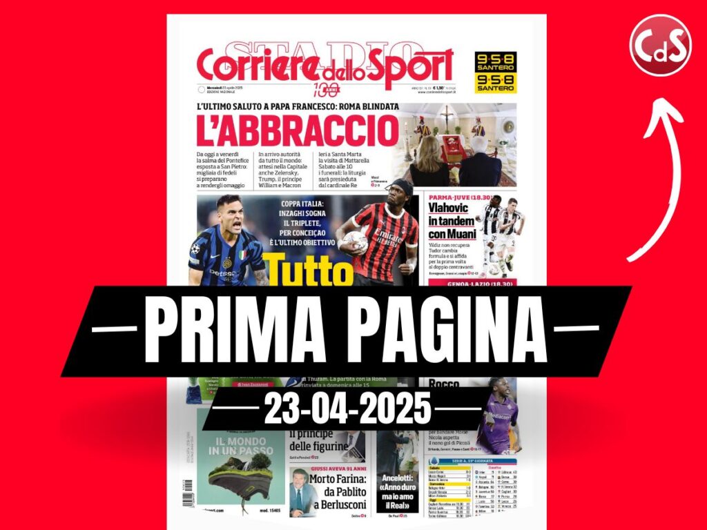 Prima pagina Corriere dello Sport: "Derby Inter-Milan, tutto da perdere"