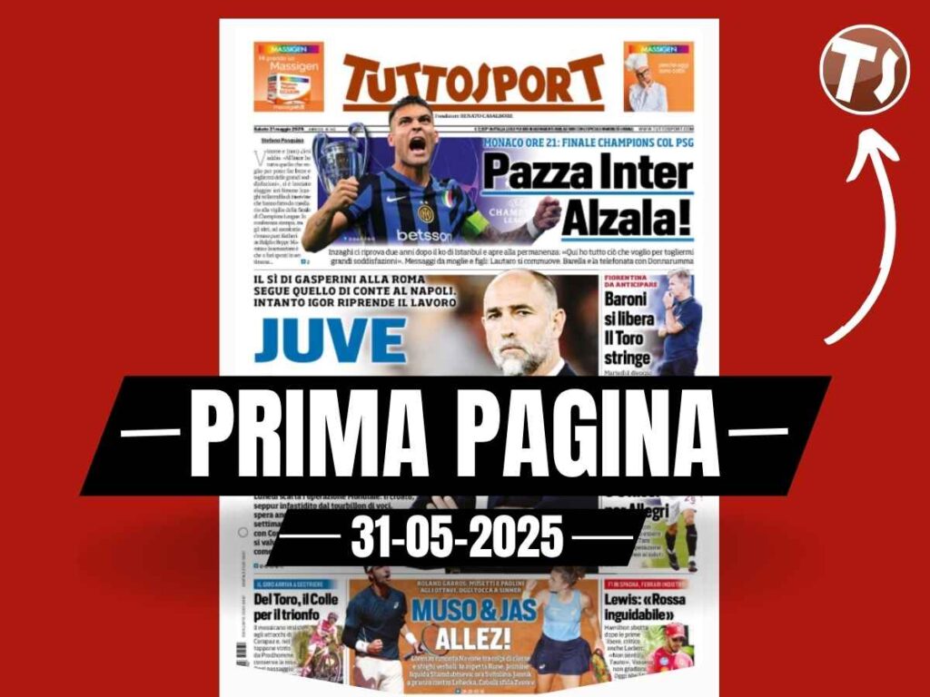 Prima pagina Tuttosport: Reijnders al City. Per Allegri c'è Ricci
