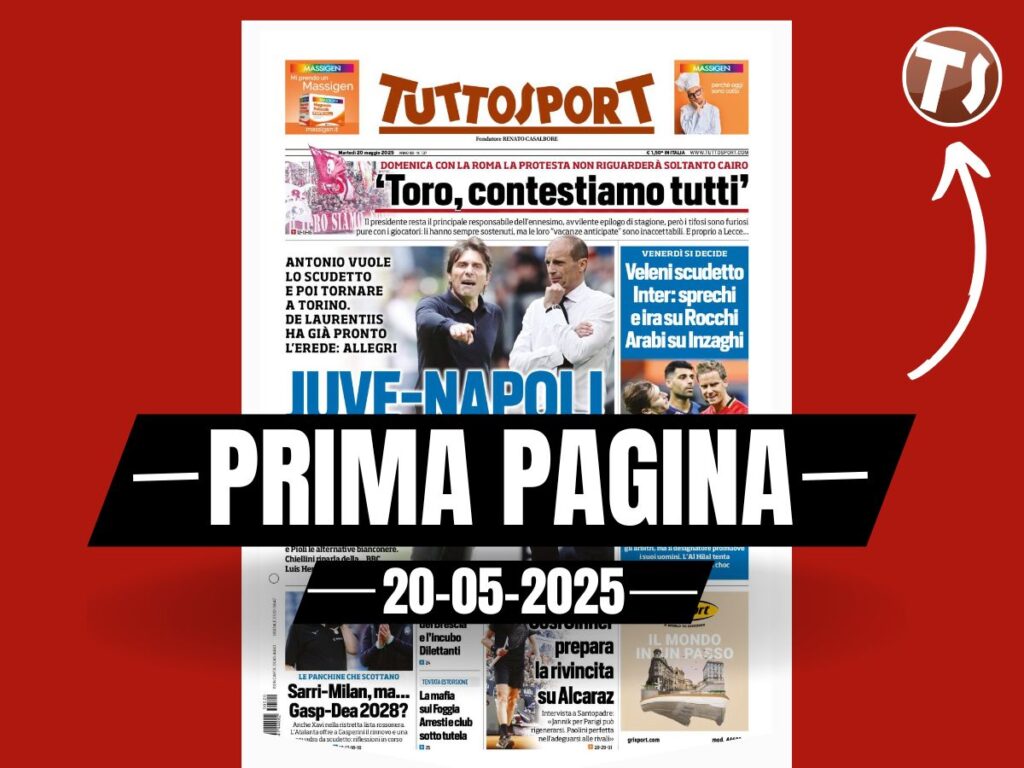 Prima pagina Tuttosport: "Sarri-Milan? Anche Xavi nella lista rossonera"
