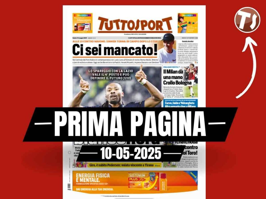 Prima pagina Tuttosport: il Milan dà una mano. Crollo Bologna