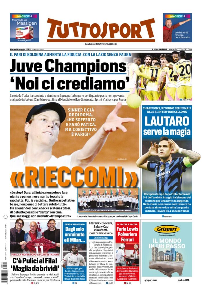 Prima Pagina Tuttosport 6 maggio