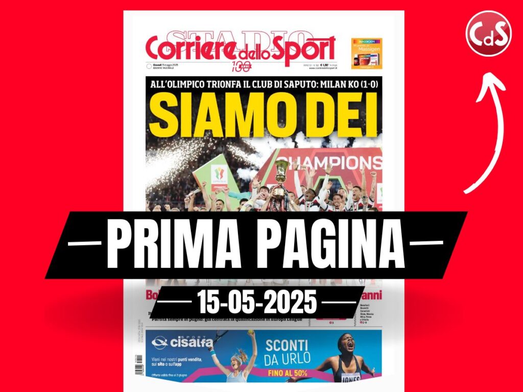 Prima pagina Corriere dello Sport: "Siamo Dei: Bologna strepitoso"
