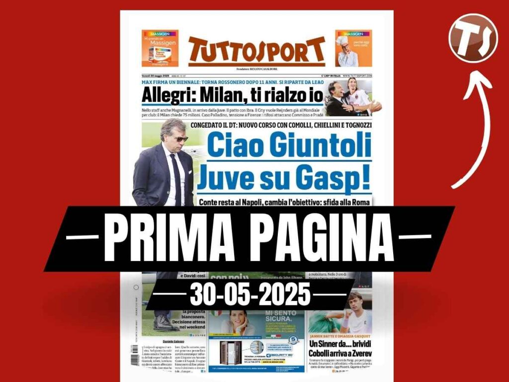 Prima pagina Tuttosport: "Allegri: Milan, ti rialzo io. Si riparte da Leao"