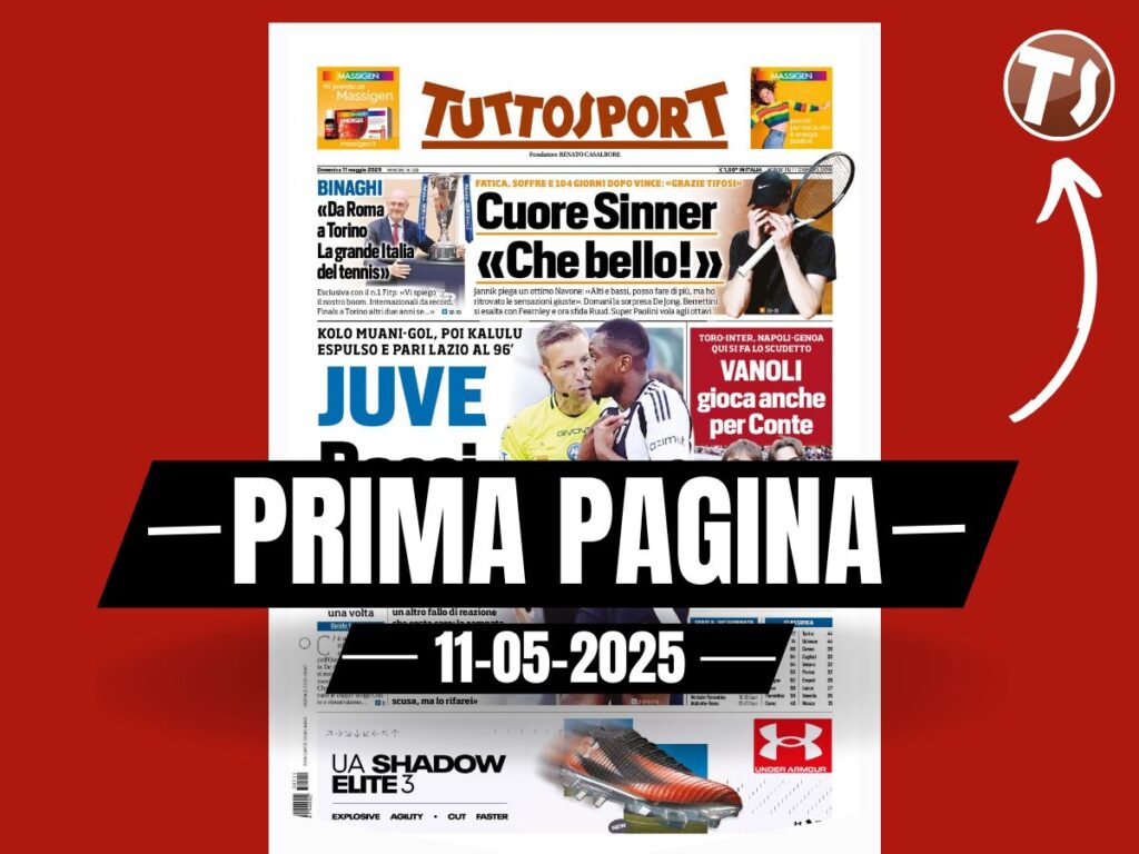 Prima pagina Tuttosport: "Juventus, rossi di rabbia"