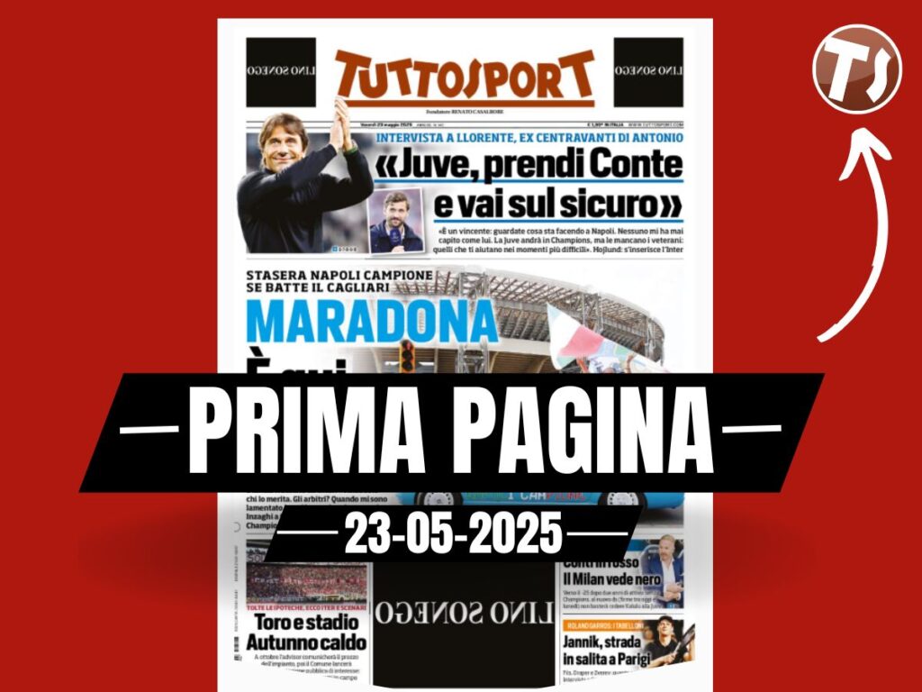 Prima pagina Tuttosport: conti in rosso, il Milan vede nero