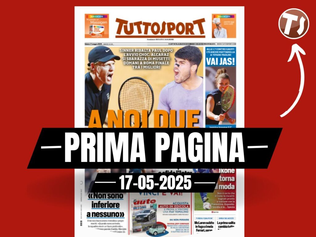 Prima pagina Tuttosport: tra Sinner, mercato e campionato