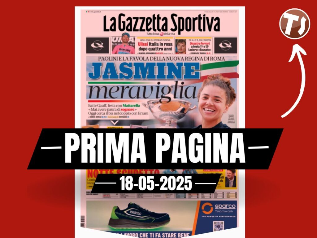 Prima pagina Tuttosport: Sinner, corsa Champions e Scudetto