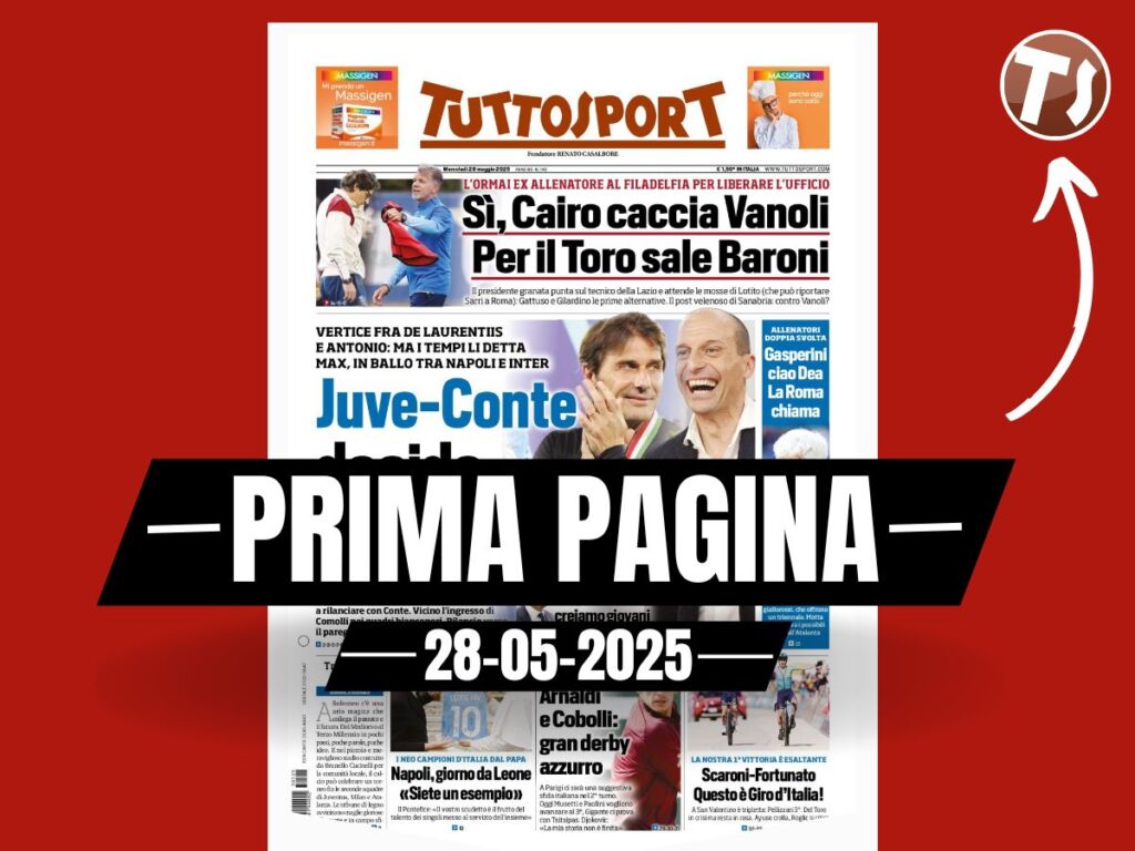 Prima pagina Tuttosport: "Juventus-Conte, decide Allegri"