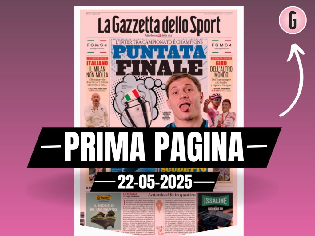Prima pagina Gazzetta dello Sport: Italiano, il Milan non molla