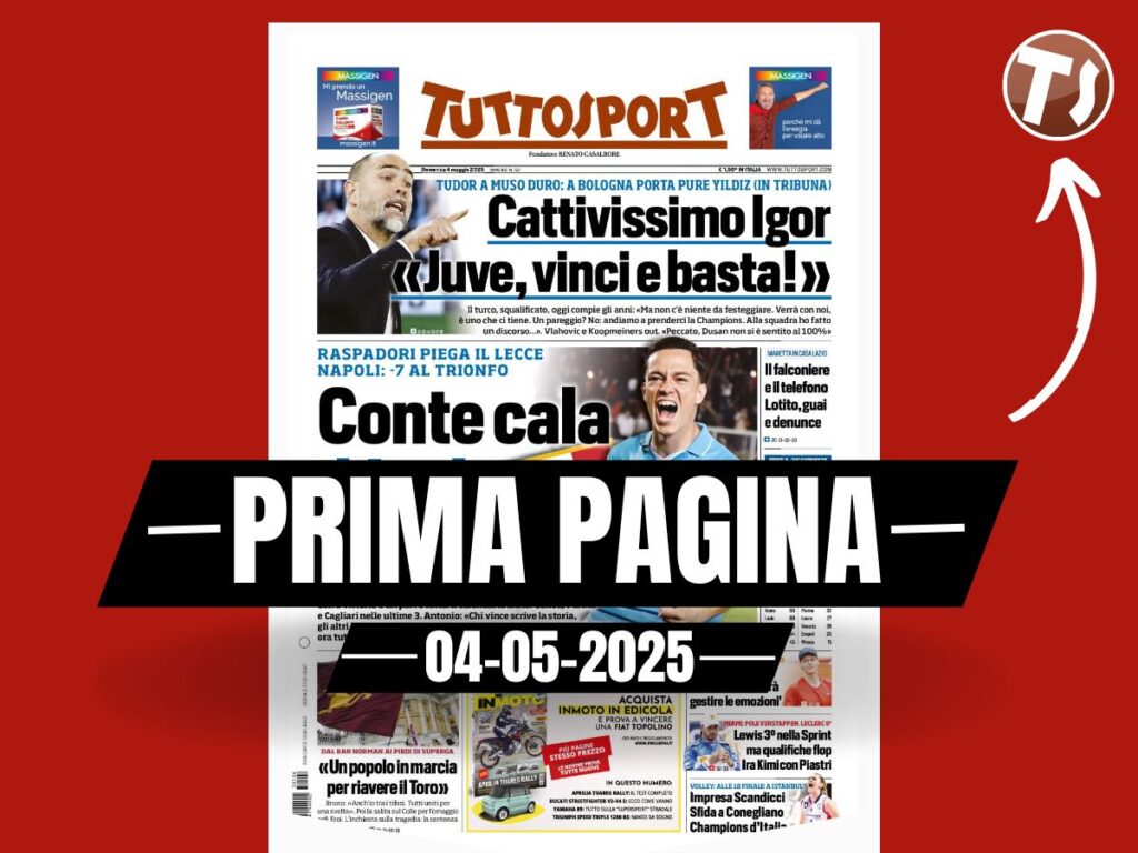 Prima pagina Tuttosport: "Conte cala il Jack Scudetto"