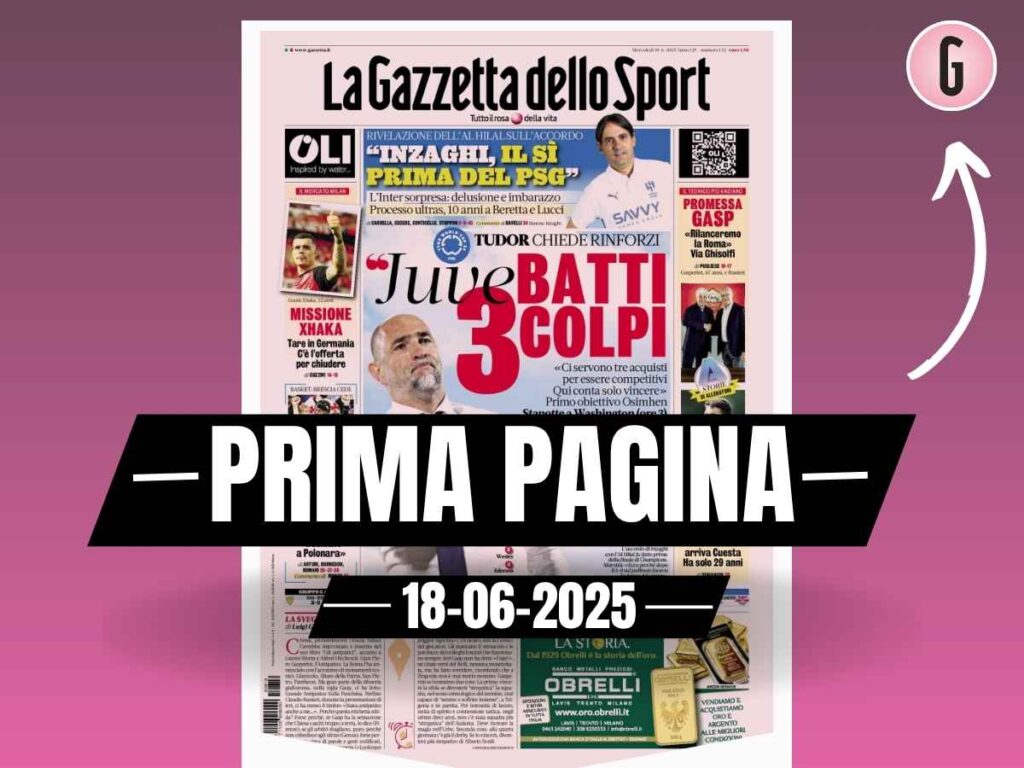 Prima pagina Gazzetta dello Sport: "Milan, missione per Xhaka"