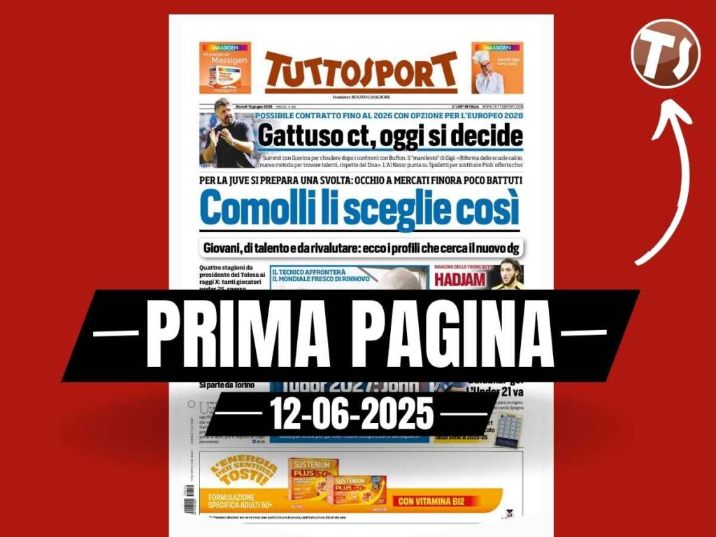 Prima pagina Tuttosport: "Italia, Gattuso CT: oggi si decide"