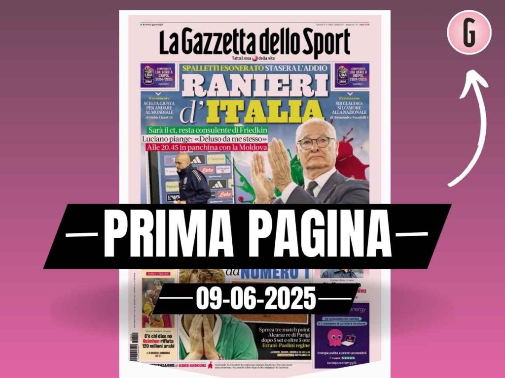 Prima pagina Gazzetta dello Sport: "Ranieri d'Italia"