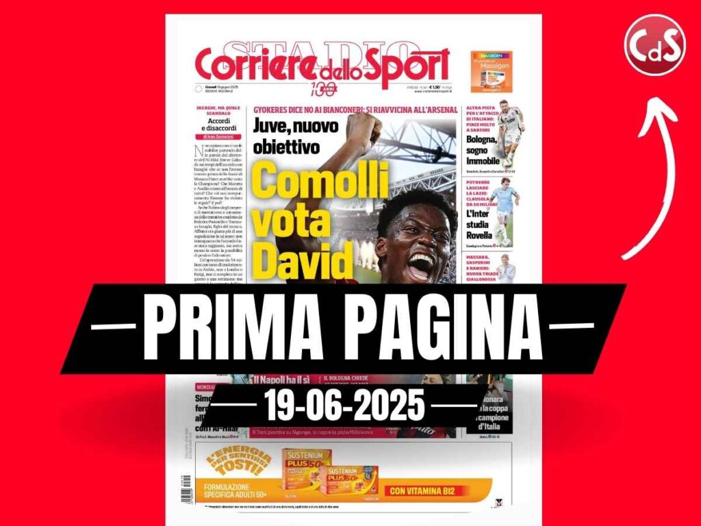 Prima pagina Corriere dello Sport: "Juventus, Comolli vota David"