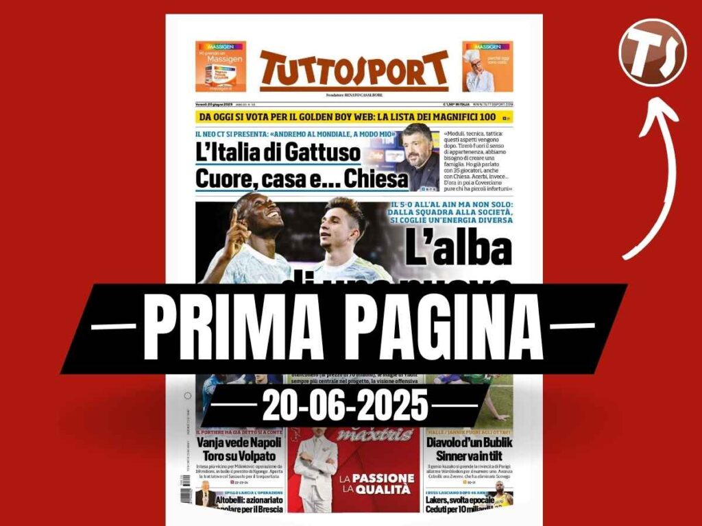 Prima pagina Tuttosport: "5-0 all'Al-Ain: l'alba di una nuova Juventus"